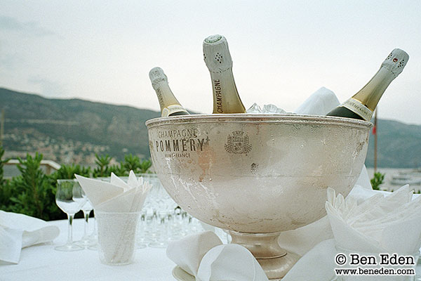 Photograph of Champagne Bottles in a Nice, France Wedding Reception